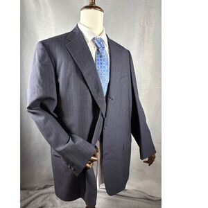 Southwick Pinstripe Suit Jacket Blazer USA Made Gray Professional Mens Size 48R